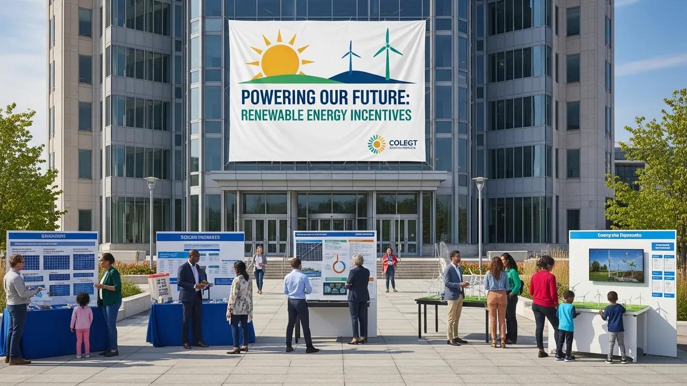 Government office promoting renewable energy incentives for homeowners