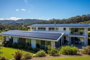 Modern home with solar panels highlighting affordable solar energy solutions for homeowners
