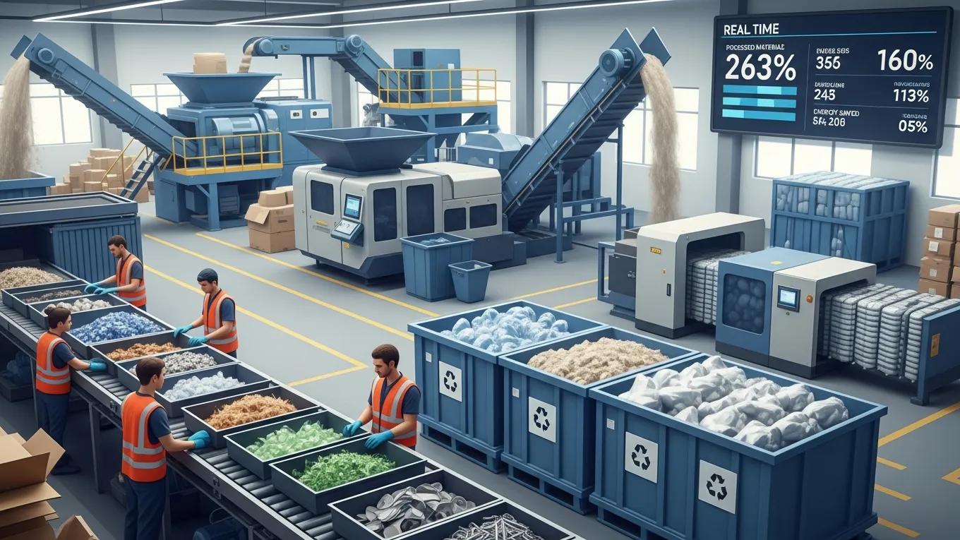Recycling facility showcasing waste reduction and resource conservation efforts