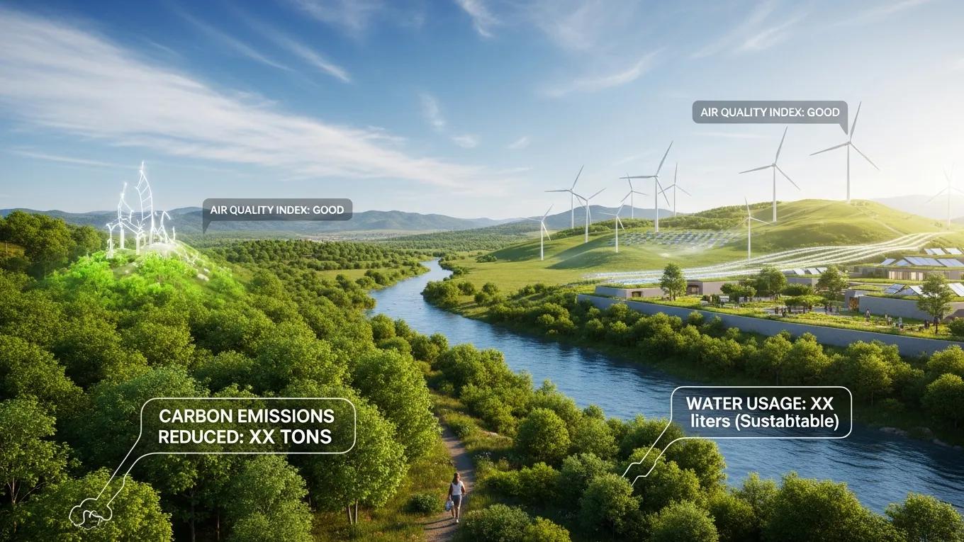 Visual representation of environmental metrics related to sustainability