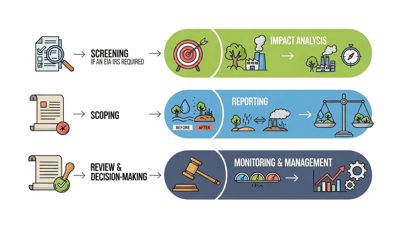 Visual representation of the procedural steps in the Environmental Impact Assessment process